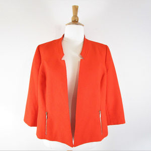 Kasper Plus Size Orange Jaquard Blazer Suit Jacket